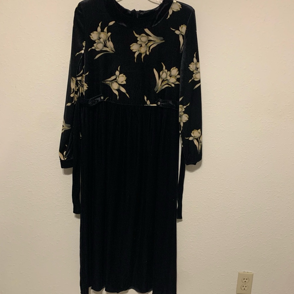 Melissa Harper Elegant Black Floral Maxi Dress Size 16 Velour‎ Maxi